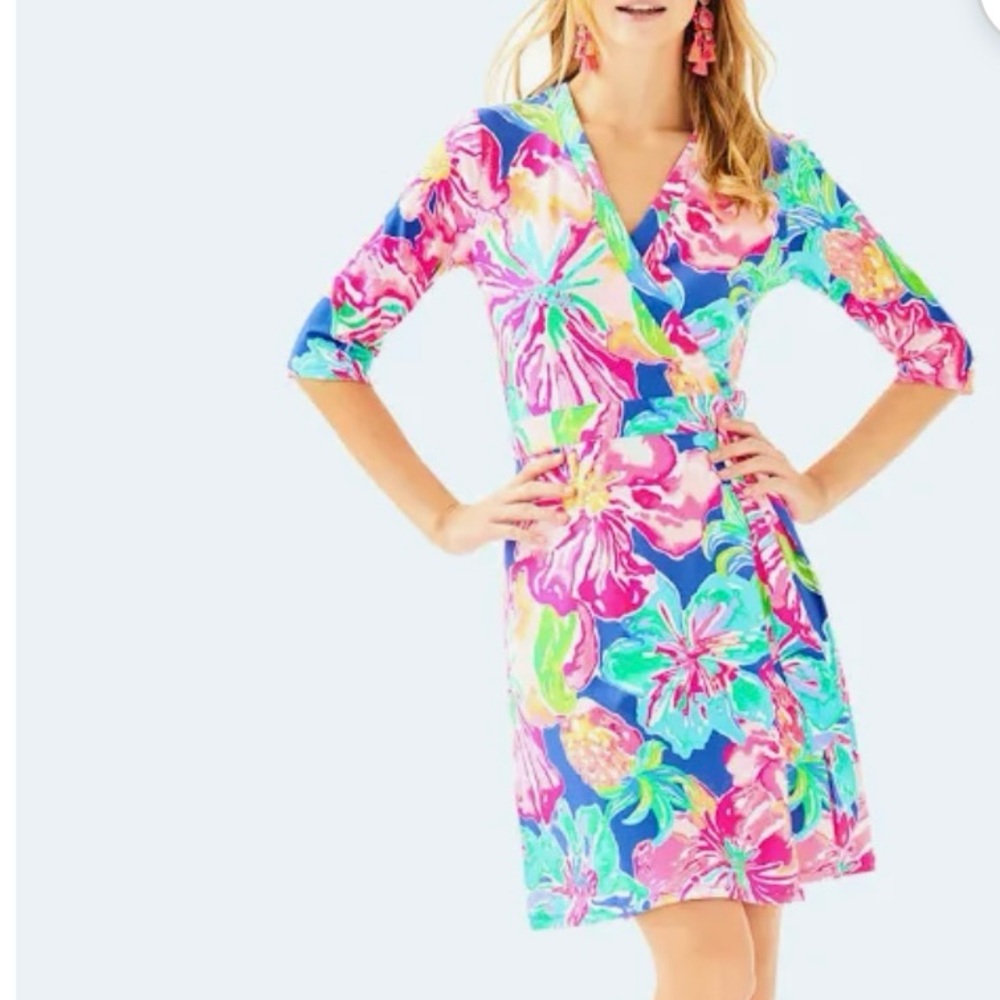 Lilly Pulitzer Marvista Wrap Dress - Beckon Blue Jungle Utopia